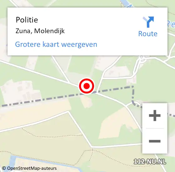 Locatie op kaart van de 112 melding: Politie Zuna, Molendijk op 7 mei 2023 16:23