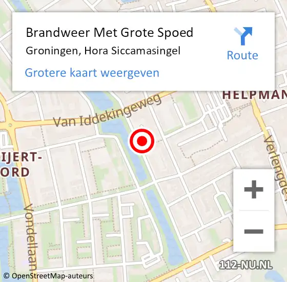 Locatie op kaart van de 112 melding: Brandweer Met Grote Spoed Naar Groningen, Hora Siccamasingel op 7 mei 2023 17:00