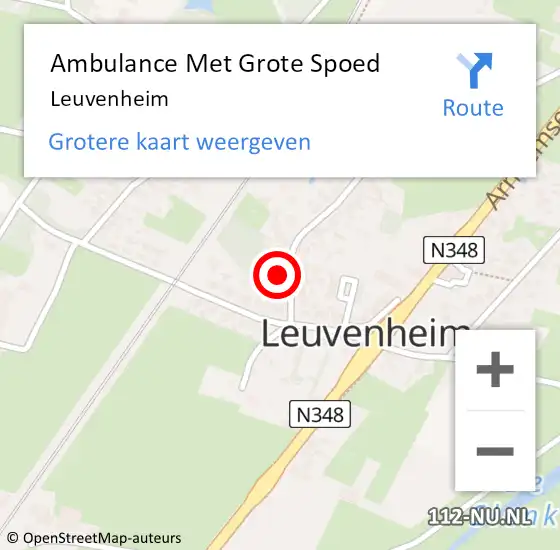Locatie op kaart van de 112 melding: Ambulance Met Grote Spoed Naar Leuvenheim op 7 mei 2023 17:03