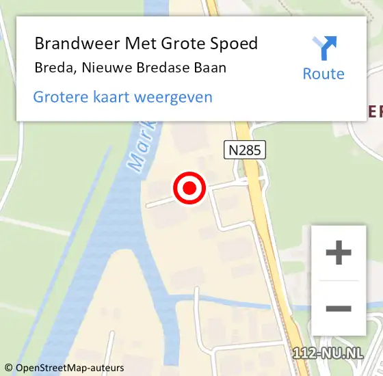 Locatie op kaart van de 112 melding: Brandweer Met Grote Spoed Naar Breda, Nieuwe Bredase Baan op 7 mei 2023 18:41