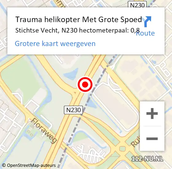 Locatie op kaart van de 112 melding: Trauma helikopter Met Grote Spoed Naar Stichtse Vecht, N230 hectometerpaal: 0,8 op 7 mei 2023 18:50