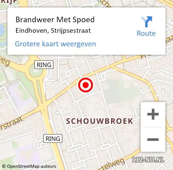 Locatie op kaart van de 112 melding: Brandweer Met Spoed Naar Eindhoven, Strijpsestraat op 7 mei 2023 19:37
