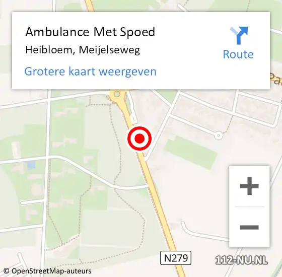Locatie op kaart van de 112 melding: Ambulance Met Spoed Naar Heibloem, Meijelseweg op 7 mei 2023 20:14