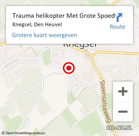 Locatie op kaart van de 112 melding: Trauma helikopter Met Grote Spoed Naar Knegsel, Den Heuvel op 7 mei 2023 22:00