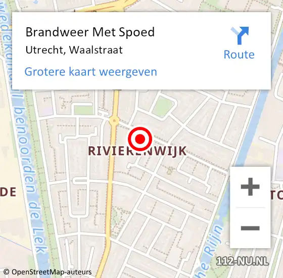Locatie op kaart van de 112 melding: Brandweer Met Spoed Naar Utrecht, Waalstraat op 8 mei 2023 02:46