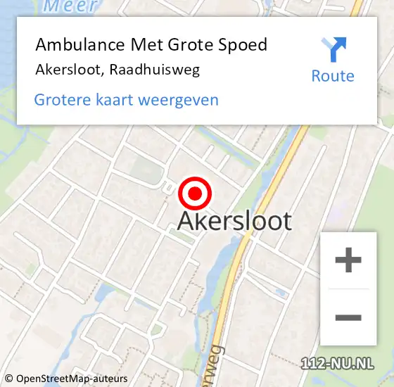 Locatie op kaart van de 112 melding: Ambulance Met Grote Spoed Naar Akersloot, Raadhuisweg op 8 mei 2023 04:41