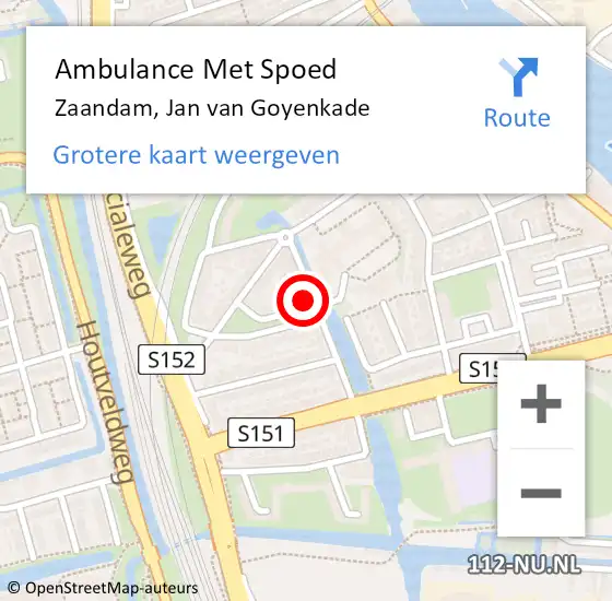 Locatie op kaart van de 112 melding: Ambulance Met Spoed Naar Zaandam, Jan van Goyenkade op 8 mei 2023 05:51