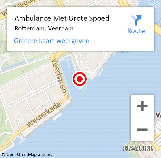 Locatie op kaart van de 112 melding: Ambulance Met Grote Spoed Naar Rotterdam, Veerdam op 8 mei 2023 08:42