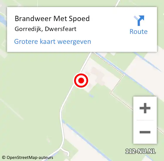 Locatie op kaart van de 112 melding: Brandweer Met Spoed Naar Gorredijk, Dwersfeart op 8 mei 2023 08:47