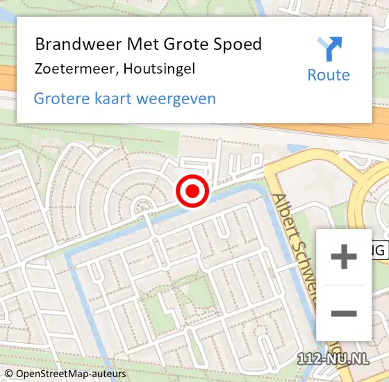 Locatie op kaart van de 112 melding: Brandweer Met Grote Spoed Naar Zoetermeer, Houtsingel op 8 mei 2023 09:11