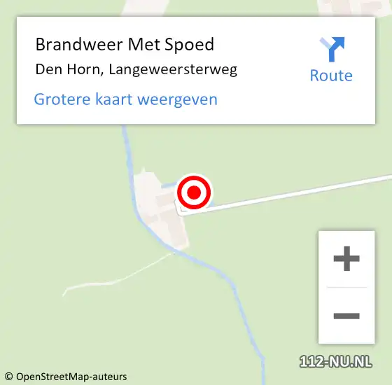 Locatie op kaart van de 112 melding: Brandweer Met Spoed Naar Den Horn, Langeweersterweg op 8 mei 2023 09:11