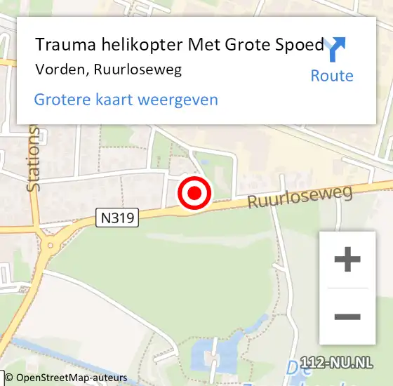 Locatie op kaart van de 112 melding: Trauma helikopter Met Grote Spoed Naar Vorden, Ruurloseweg op 8 mei 2023 09:23