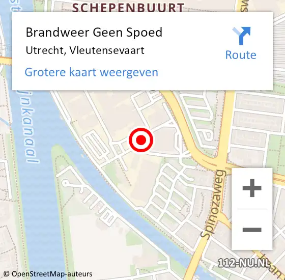 Locatie op kaart van de 112 melding: Brandweer Geen Spoed Naar Utrecht, Vleutensevaart op 8 mei 2023 09:45