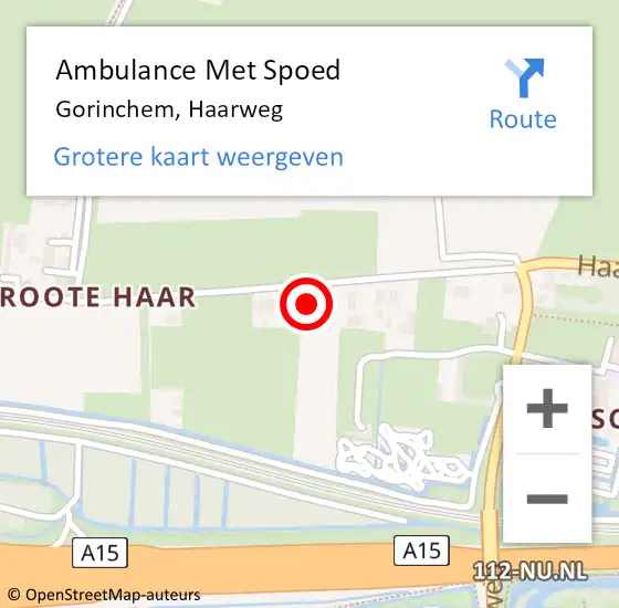 Locatie op kaart van de 112 melding: Ambulance Met Spoed Naar Gorinchem, Haarweg op 8 mei 2023 10:23