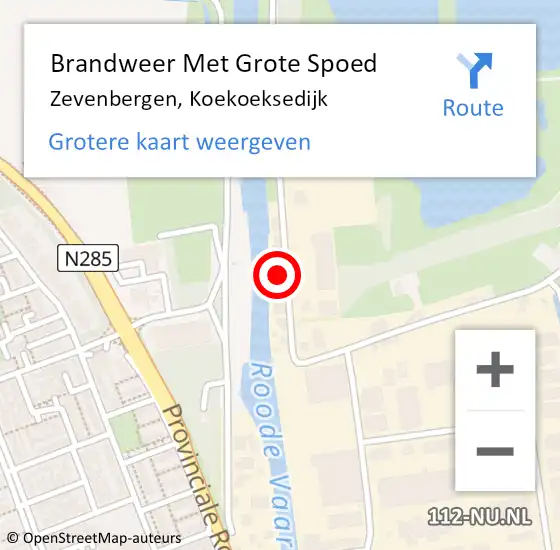 Locatie op kaart van de 112 melding: Brandweer Met Grote Spoed Naar Zevenbergen, Koekoeksedijk op 8 mei 2023 11:54