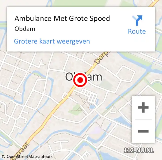 Locatie op kaart van de 112 melding: Ambulance Met Grote Spoed Naar Obdam op 8 mei 2023 12:42