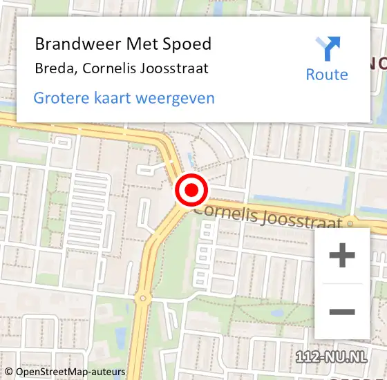 Locatie op kaart van de 112 melding: Brandweer Met Spoed Naar Breda, Cornelis Joosstraat op 8 mei 2023 16:49
