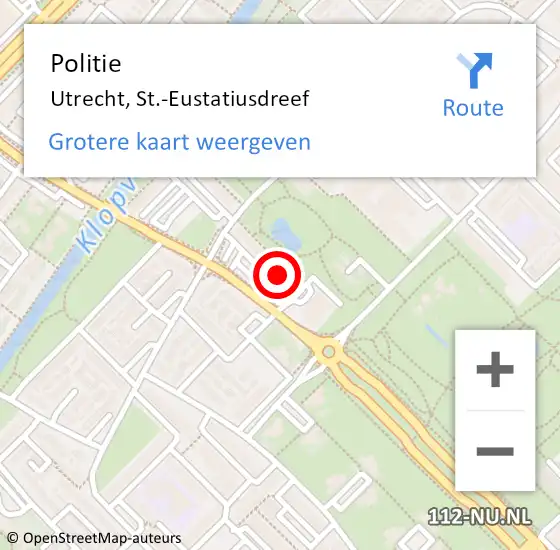 Locatie op kaart van de 112 melding: Politie Utrecht, St.-Eustatiusdreef op 8 mei 2023 18:04