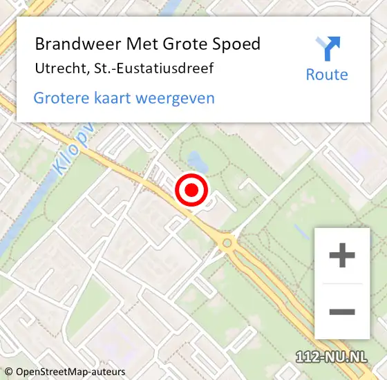 Locatie op kaart van de 112 melding: Brandweer Met Grote Spoed Naar Utrecht, St.-Eustatiusdreef op 8 mei 2023 18:06
