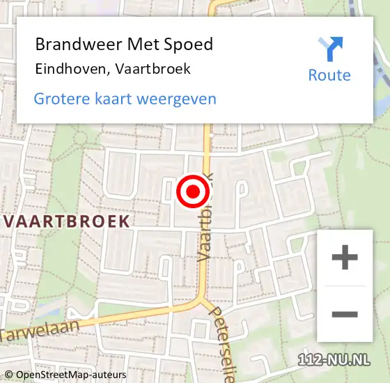 Locatie op kaart van de 112 melding: Brandweer Met Spoed Naar Eindhoven, Vaartbroek op 8 mei 2023 18:49