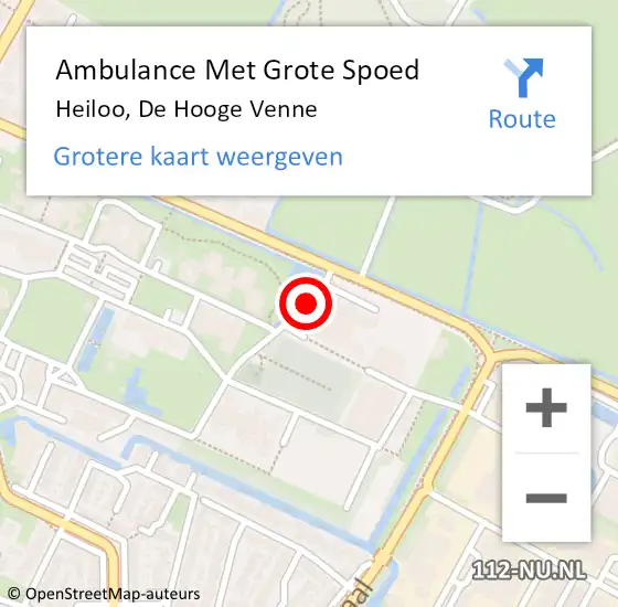 Locatie op kaart van de 112 melding: Ambulance Met Grote Spoed Naar Heiloo, De Hooge Venne op 8 mei 2023 19:12