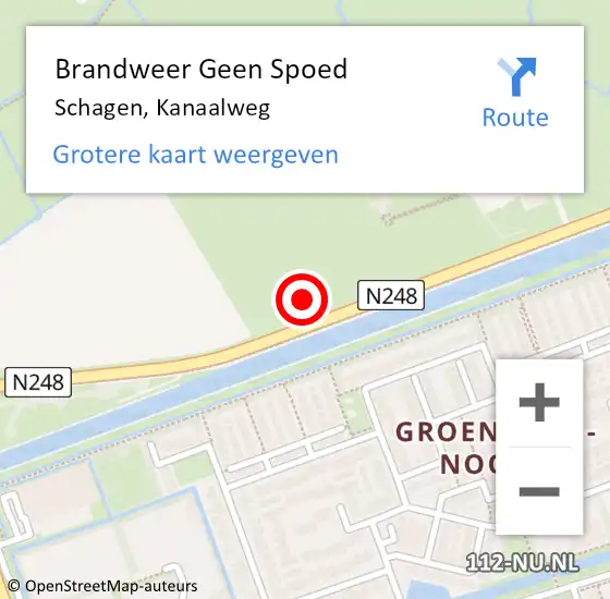 Locatie op kaart van de 112 melding: Brandweer Geen Spoed Naar Schagen, Kanaalweg op 8 mei 2023 19:35