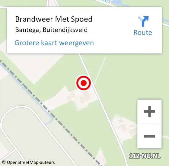Locatie op kaart van de 112 melding: Brandweer Met Spoed Naar Bantega, Buitendijksveld op 8 mei 2023 20:33