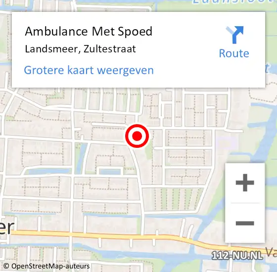 Locatie op kaart van de 112 melding: Ambulance Met Spoed Naar Landsmeer, Zultestraat op 8 mei 2023 23:23