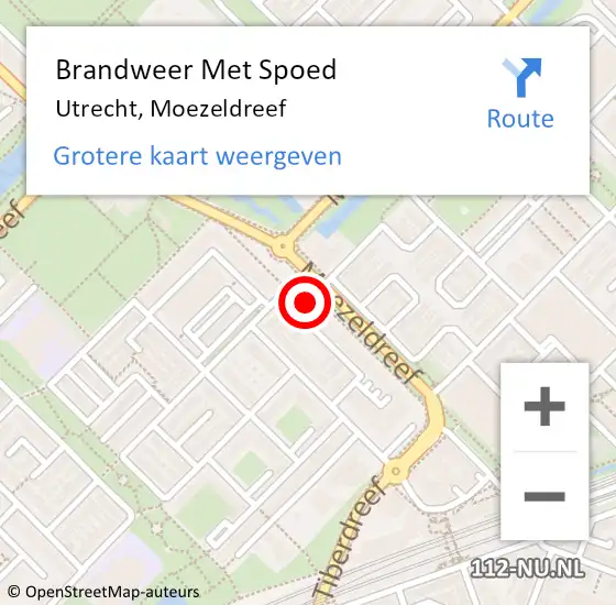 Locatie op kaart van de 112 melding: Brandweer Met Spoed Naar Utrecht, Moezeldreef op 9 mei 2023 00:41