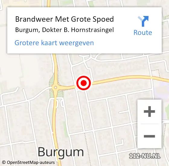 Locatie op kaart van de 112 melding: Brandweer Met Grote Spoed Naar Burgum, Dokter B. Hornstrasingel op 24 augustus 2014 22:21