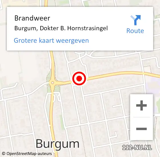 Locatie op kaart van de 112 melding: Brandweer Burgum, Dokter B. Hornstrasingel op 24 augustus 2014 22:24