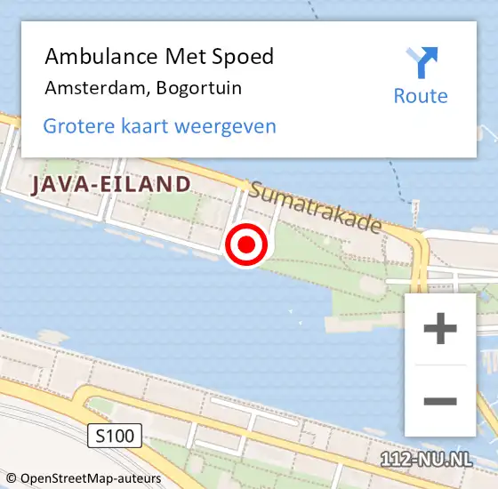 Locatie op kaart van de 112 melding: Ambulance Met Spoed Naar Amsterdam, Bogortuin op 9 mei 2023 07:02