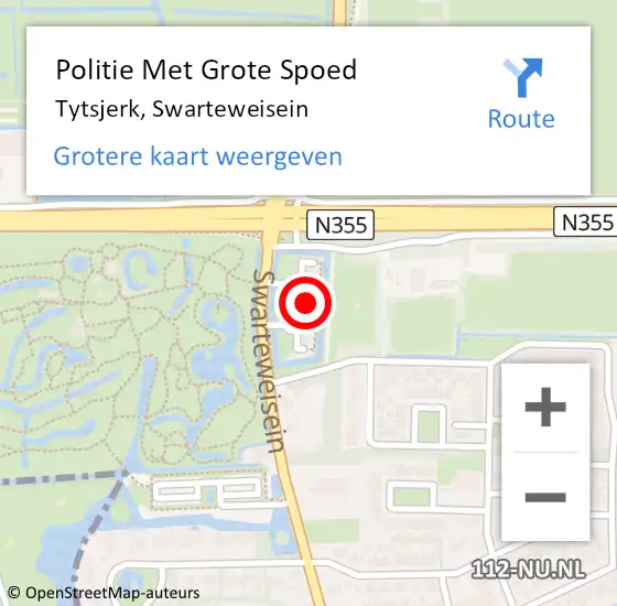 Locatie op kaart van de 112 melding: Politie Met Grote Spoed Naar Tytsjerk, Swarteweisein op 9 mei 2023 13:01