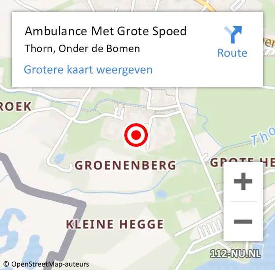 Locatie op kaart van de 112 melding: Ambulance Met Grote Spoed Naar Thorn, Onder de Bomen op 9 mei 2023 14:21