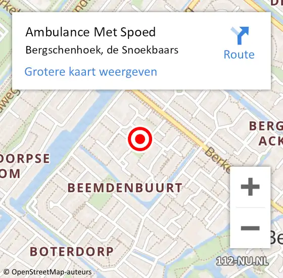 Locatie op kaart van de 112 melding: Ambulance Met Spoed Naar Bergschenhoek, de Snoekbaars op 9 mei 2023 14:37