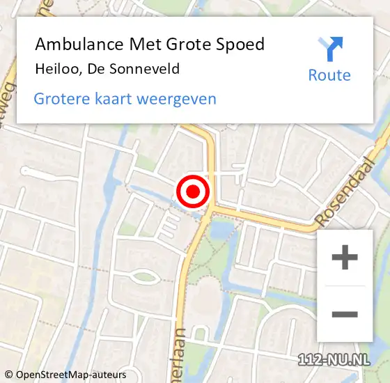 Locatie op kaart van de 112 melding: Ambulance Met Grote Spoed Naar Heiloo, De Sonneveld op 9 mei 2023 15:08