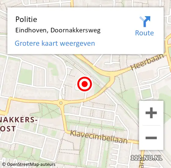 Locatie op kaart van de 112 melding: Politie Eindhoven, Doornakkersweg op 9 mei 2023 15:26