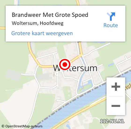 Locatie op kaart van de 112 melding: Brandweer Met Grote Spoed Naar Woltersum, Hoofdweg op 9 mei 2023 16:21
