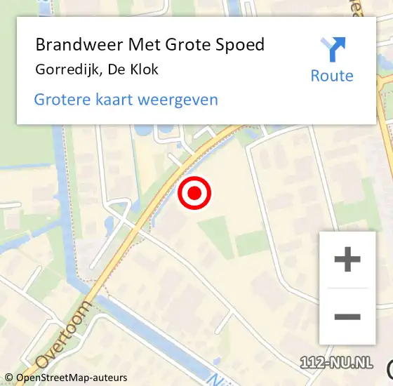 Locatie op kaart van de 112 melding: Brandweer Met Grote Spoed Naar Gorredijk, De Klok op 9 mei 2023 16:36