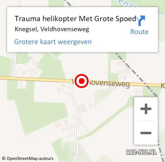 Locatie op kaart van de 112 melding: Trauma helikopter Met Grote Spoed Naar Knegsel, Veldhovenseweg op 9 mei 2023 17:07