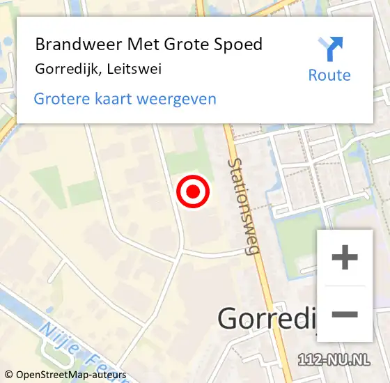 Locatie op kaart van de 112 melding: Brandweer Met Grote Spoed Naar Gorredijk, Leitswei op 9 mei 2023 17:08