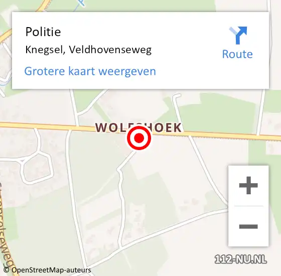 Locatie op kaart van de 112 melding: Politie Knegsel, Veldhovenseweg op 9 mei 2023 17:09