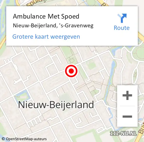 Locatie op kaart van de 112 melding: Ambulance Met Spoed Naar Nieuw-Beijerland, 's-Gravenweg op 9 mei 2023 17:31