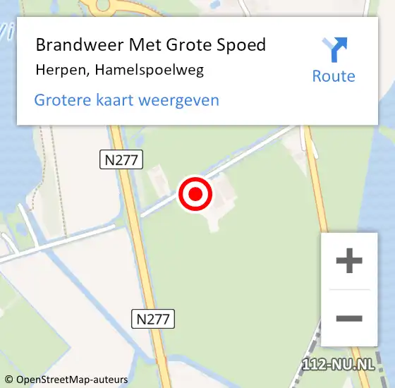 Locatie op kaart van de 112 melding: Brandweer Met Grote Spoed Naar Herpen, Hamelspoelweg op 9 mei 2023 18:00