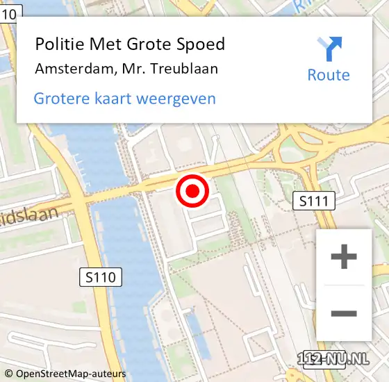 Locatie op kaart van de 112 melding: Politie Met Grote Spoed Naar Amsterdam, Mr. Treublaan op 9 mei 2023 18:19