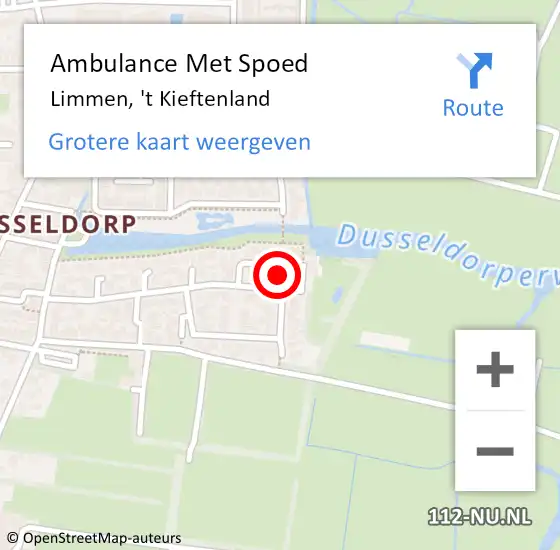 Locatie op kaart van de 112 melding: Ambulance Met Spoed Naar Limmen, 't Kieftenland op 9 mei 2023 18:47