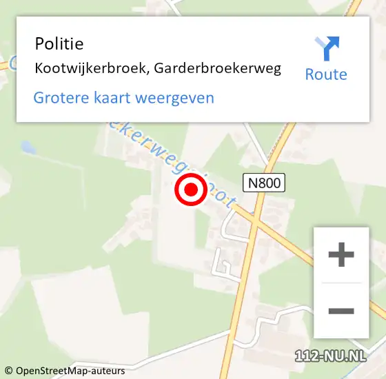 Locatie op kaart van de 112 melding: Politie Kootwijkerbroek, Garderbroekerweg op 9 mei 2023 21:25