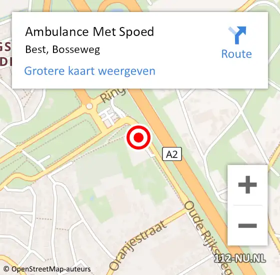 Locatie op kaart van de 112 melding: Ambulance Met Spoed Naar Best, Bosseweg op 9 mei 2023 21:38