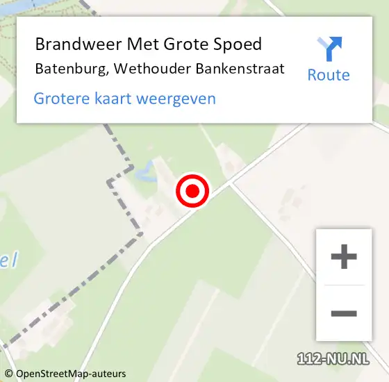 Locatie op kaart van de 112 melding: Brandweer Met Grote Spoed Naar Batenburg, Wethouder Bankenstraat op 25 augustus 2014 03:33