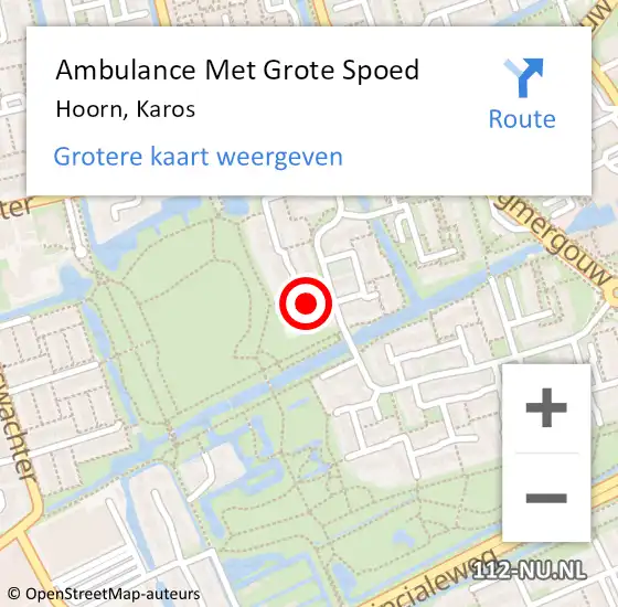 Locatie op kaart van de 112 melding: Ambulance Met Grote Spoed Naar Hoorn, Karos op 10 mei 2023 07:19